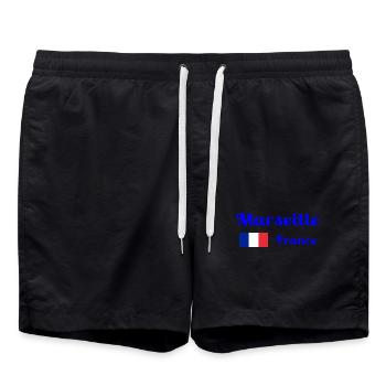 Marseille, France- Imprimés élégants - Short de bain - noir - Devant - AI Model Male 185 light (185cm)