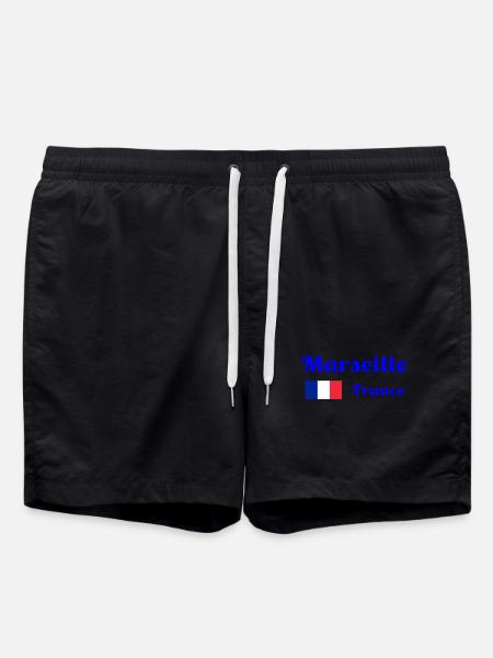Marseille France- Stylish prints - Swim Trunks - black