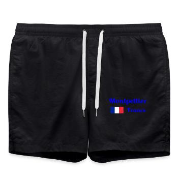 Montpellier, France- Imprimés élégants - Short de bain - noir - Devant - AI Model Male 185 light (185cm)