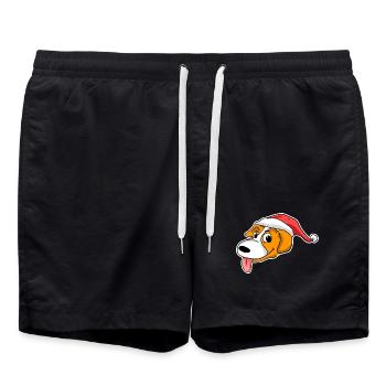 Weihnachten Hund Kopf Mütze - Badeshorts - Schwarz - Vorne - AI Model Male 185 light (185cm)