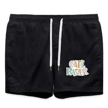 Caferacer rétro moto vintage motard icône logo - Short de bain - noir - Devant - AI Model Male 185 light (185cm)