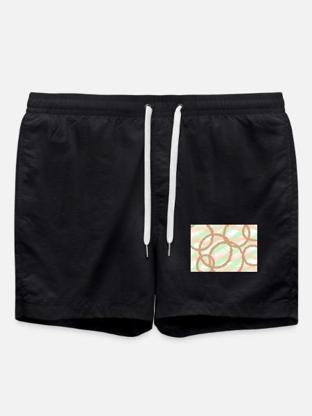 Brown Circles Background - Swim Trunks - black