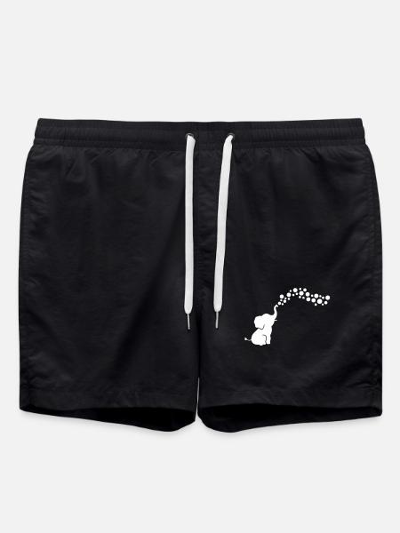 Playful Elephant Blowing Bubbles - Swim Trunks - black