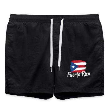 Drapeau de Porto Rico Coup de pinceau - Short de bain - noir - Devant - AI Model Male 185 light (185cm)