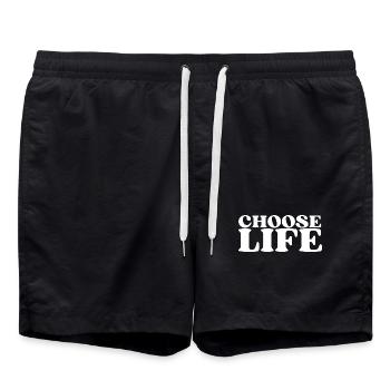 Choose Life - Statement fürs Leben! Was wählst du? - Badeshorts - Schwarz - Vorne - AI Model Male 185 light (185cm)