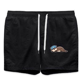 Adorable loutre endormie avec masque étoilé - Short de bain - noir - Devant - AI Model Male 185 light (185cm)