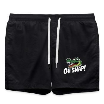 Oh Snap Alligator Karikatur - Badeshorts - Schwarz - Vorne - AI Model Male 185 light (185cm)