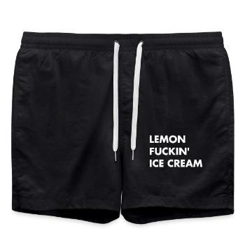 Glace au citron - lettrage blanc - Short de bain - noir - Devant - AI Model Male 185 light (185cm)