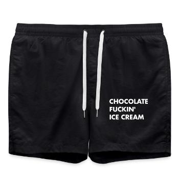 Glace au chocolat - lettrage blanc - Short de bain - noir - Devant - AI Model Male 185 light (185cm)