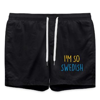 JE SUIS TELLEMENT SUÉDOIS SUÈDE Schweden - Short de bain - noir - Devant - AI Model Male 185 light (185cm)