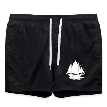 Segelschiff Skizze - Badeshorts - Schwarz - Vorne - AI Model Male 185 light (185cm)
