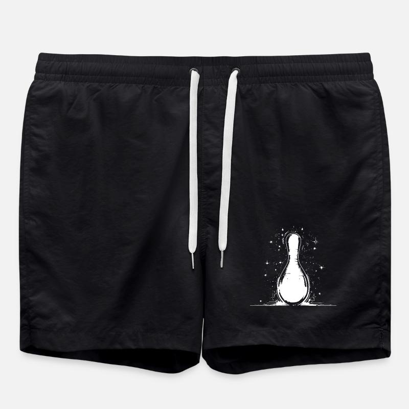 Bowling Pin Graphic - Swim Trunks - black