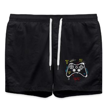 Gamer Controller Graffiti - Badeshorts - Schwarz - Vorne - AI Model Male 185 light (185cm)