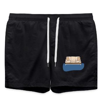Sofa, bunte Grafik - Badeshorts - Schwarz - Vorne - AI Model Male 185 light (185cm)