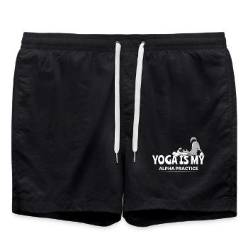 Yoga Wolf I Le yoga est ma pratique alpha - Short de bain - noir - Devant - AI Model Male 185 light (185cm)