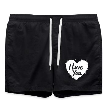 Je t’aime, blanc - Short de bain - noir - Devant - AI Model Male 185 light (185cm)