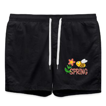 Frühlingsmotiv mit Biene - Badeshorts - Schwarz - Vorne - AI Model Male 185 light (185cm)
