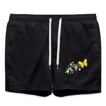 Von der Raupe zum Schmetterling - Lebenszyklus - Badeshorts - Schwarz - Vorne - AI Model Male 185 light (185cm)