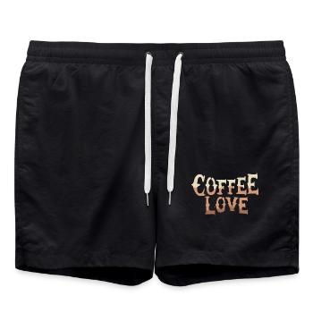 Coffee Love – Stylisierte Schrift - Badeshorts - Schwarz - Vorne - AI Model Male 185 light (185cm)