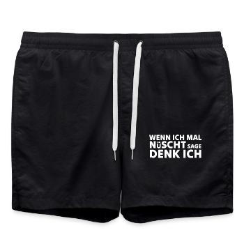 Wenn ich mal nüscht sage denk ich - Badeshorts - Schwarz - Vorne - AI Model Male 185 light (185cm)
