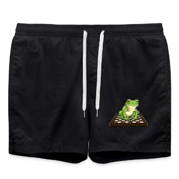 Frog Chessboard Chess Board Game - Swim Trunks - black - Front - AI Model Male 185 light (185cm)