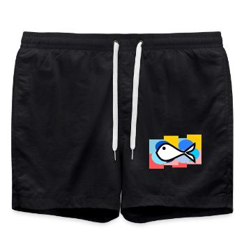 POISSON D'AVRIL. POISSON. SARDINE. ANNIVERSAIRE - Short de bain - noir - Devant - AI Model Male 185 light (185cm)
