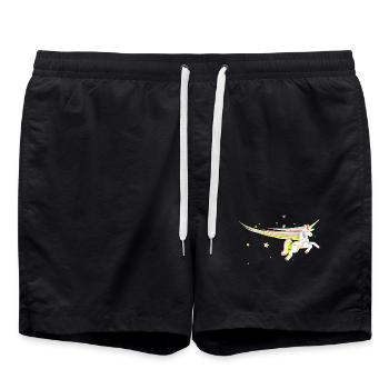 Magisches Einhorn – Farbenfrohe Illustration - Badeshorts - Schwarz - Vorne - AI Model Male 185 light (185cm)