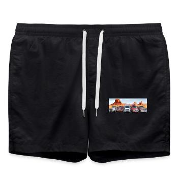 Trucker auf dem Highway - Badeshorts - Schwarz - Vorne - AI Model Male 185 light (185cm)