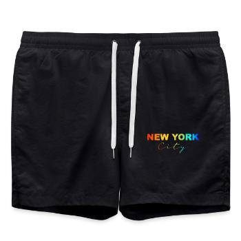 New York City Rainbow - Badeshorts - Schwarz - Vorne - AI Model Male 185 light (185cm)