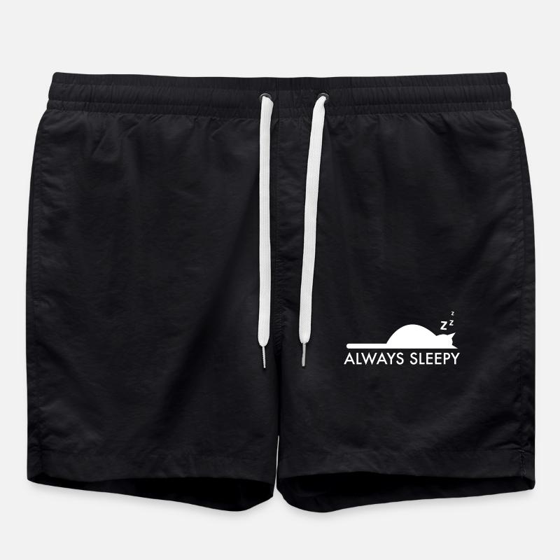 Always sleepy sleeping cat tired - Swim Trunks - black