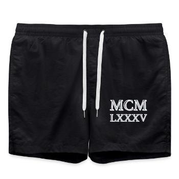 Roman numerals 1985 - MCMLXXXV - Short de bain - noir - Devant - AI Model Male 185 light (185cm)
