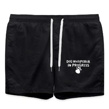 Hundeflüsterer mit Hundepfote - lustige Sprüche - Badeshorts - Schwarz - Vorne - AI Model Male 185 light (185cm)