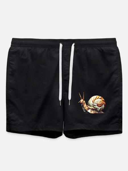 Geometric Snail – Stylized Low-Poly Art - Swim Trunks - black