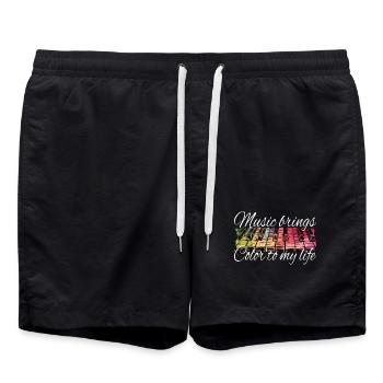 Piano - La musique apporte de la couleur dans ma vie - Short de bain - noir - Devant - AI Model Male 185 light (185cm)