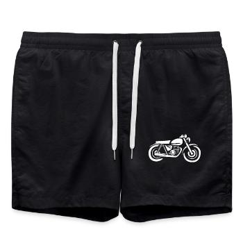 Dessin animé de cyclomoteur et de moto - motard de course rétro - Short de bain - noir - Devant - AI Model Male 185 light (185cm)