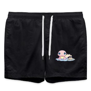 Kleiner rosa Salamander am Ufer - Badeshorts - Schwarz - Vorne - AI Model Male 185 light (185cm)