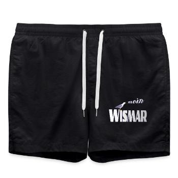 Wismar Möwe & Moin Ostsee - Badeshorts - Schwarz - Vorne - AI Model Male 185 light (185cm)