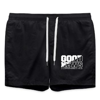 BONNES NOUVELLES Verset biblique Proverbe - Short de bain - noir - Devant - AI Model Male 185 light (185cm)