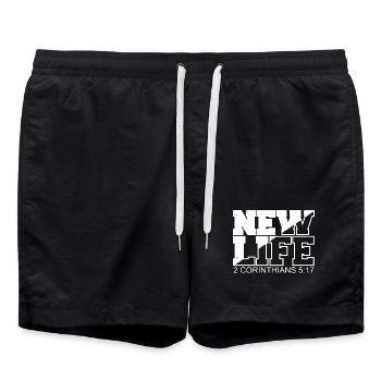 NOUVELLE VIE Verset biblique Proverbe - Short de bain - noir - Devant - AI Model Male 185 light (185cm)