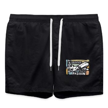Pilote par Passion - collage d’avion vintage - Short de bain - noir - Devant - AI Model Male 185 light (185cm)