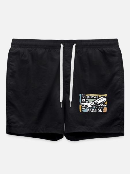 Pilot by Passion - vintage Flugzeug Collage - Badeshorts - Schwarz