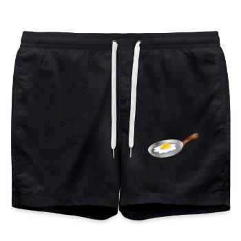 Œuf au plat dans une poêle – petit-déjeuner au charme rétro - Short de bain - noir - Devant - AI Model Male 185 light (185cm)