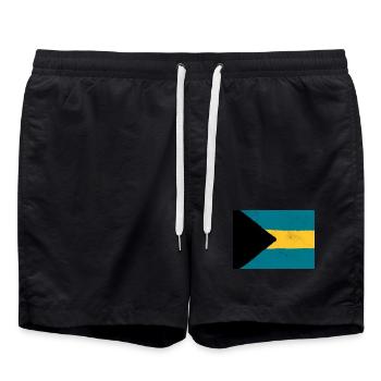 Flagge der Bahamas – Tropisches Nationalsymbol - Badeshorts - Schwarz - Vorne - AI Model Male 185 light (185cm)