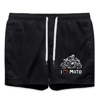 I love Moto - Superbike Motorcycle Racing - Swim Trunks - black - Front - AI Model Male 185 light (185cm)