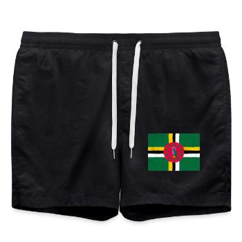 Flagge von Dominica – Grüne Insel - Badeshorts - Schwarz - Vorne - AI Model Male 185 light (185cm)