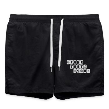 fahrtastisch - fantastisch, Wortspiel, Radsport - Badeshorts - Schwarz - Vorne - AI Model Male 185 light (185cm)