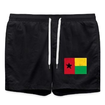 Flagge von Guinea-Bissau – Stern von Afrika - Badeshorts - Schwarz - Vorne - AI Model Male 185 light (185cm)
