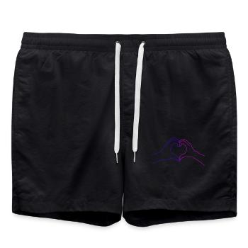 Personalisiertes Herzmotiv für Paare – Handdesign - Badeshorts - Schwarz - Vorne - AI Model Male 185 light (185cm)