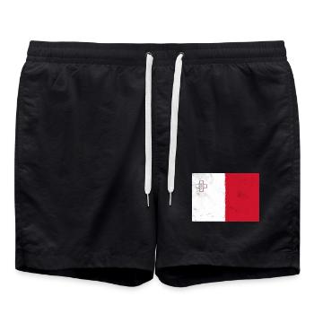 Flagge von Malta - Badeshorts - Schwarz - Vorne - AI Model Male 185 light (185cm)