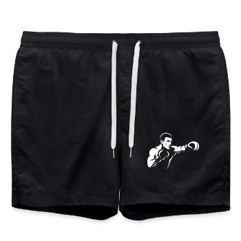 Boxer Punch Illustration - Entraînement aux arts martiaux - Short de bain - noir - Devant - AI Model Male 185 light (185cm)